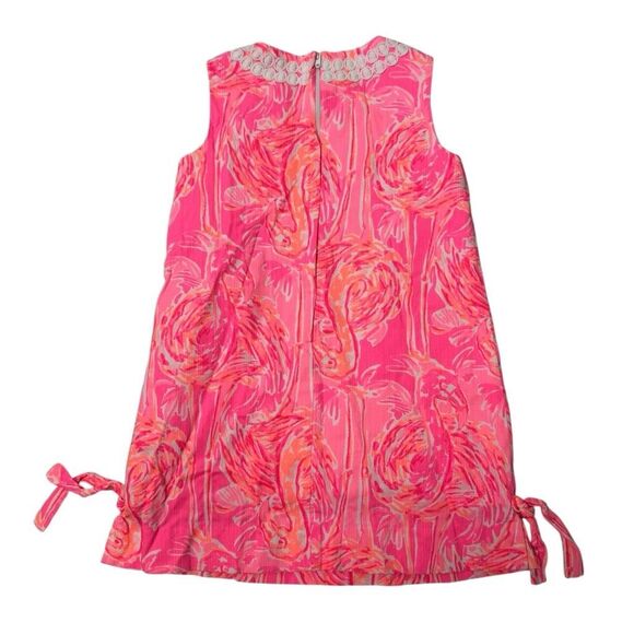 Lilly Pulitzer Classic Shift Dress Girls Size 4 Bright Pink Flamingos - Picture 2 of 6